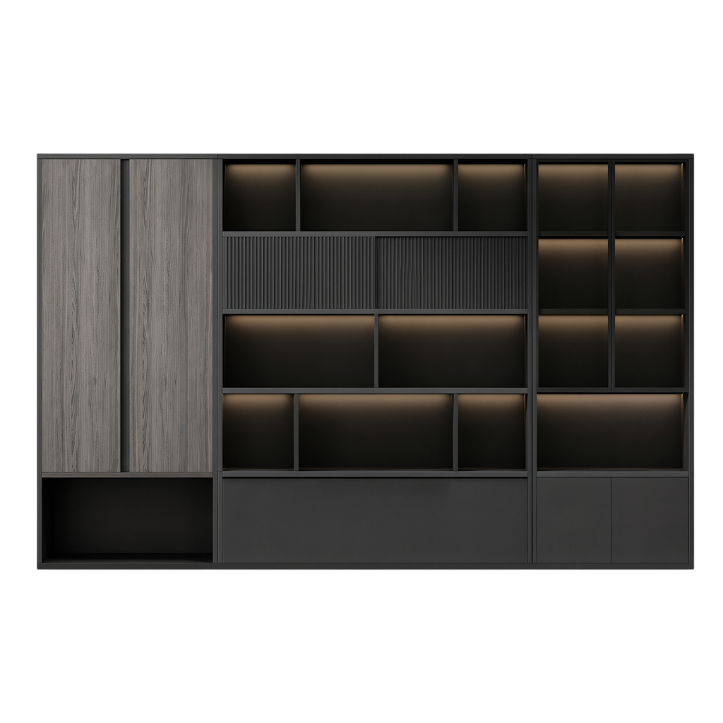 Modern Filing Cabinet with Open Display Shelves