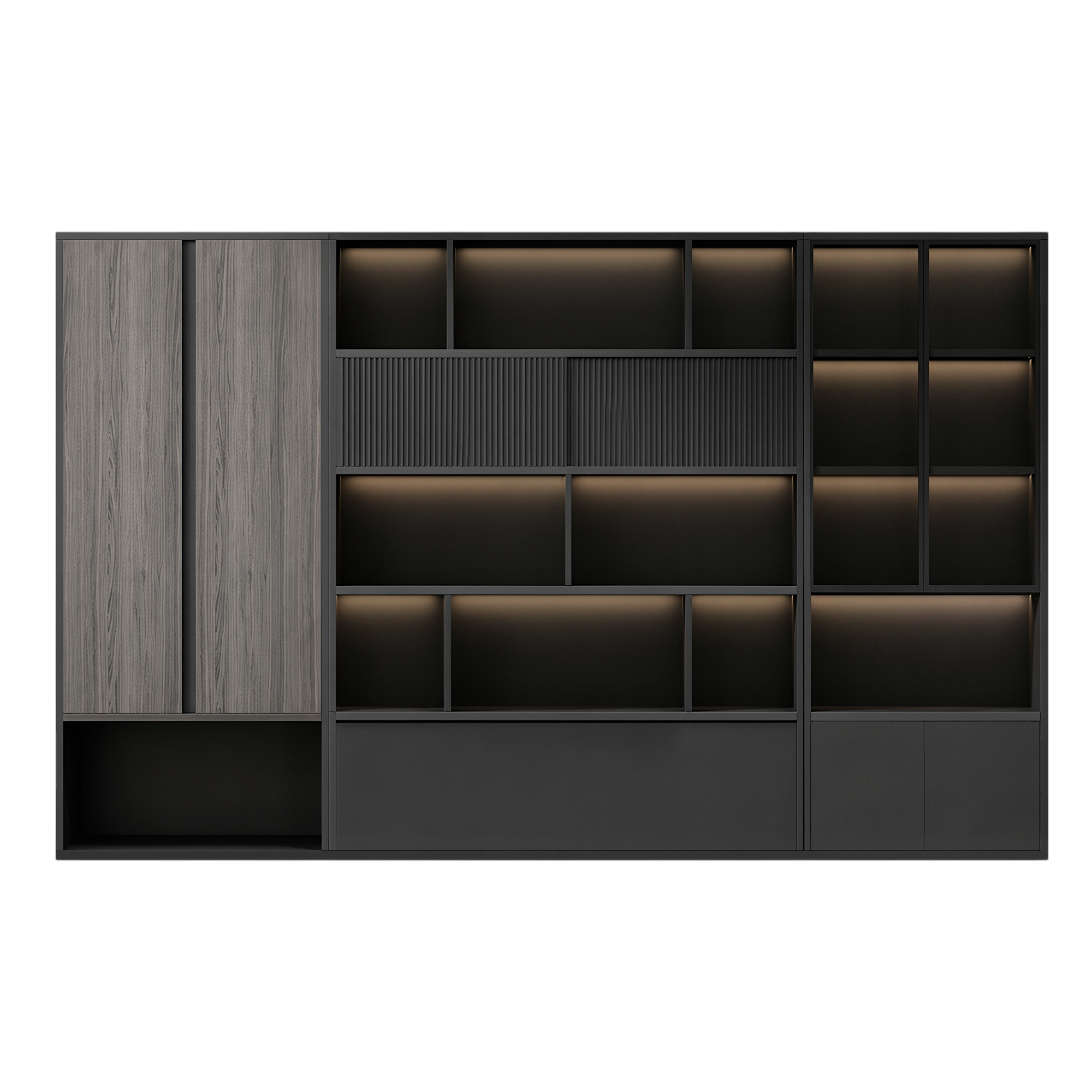 Modern Filing Cabinet with Open Display Shelves