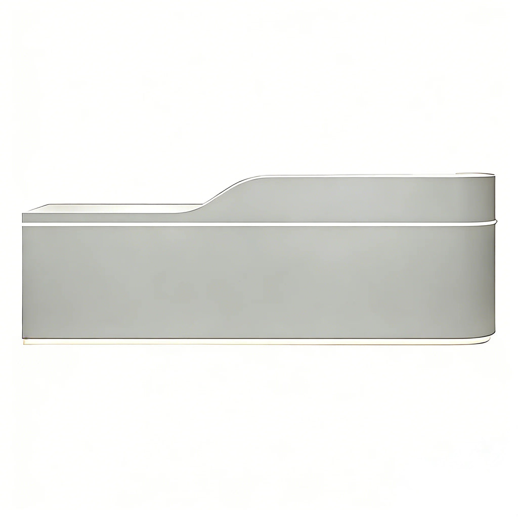 Sleek Curved Reception Counter with Concealed Storage and Service Ledge