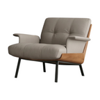Modern Lounge Armchair with Upholstered Cushion and Solid Wood Frame for Reception Areas