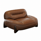 Modern Leather Sofa with Feather-Filled Cushions