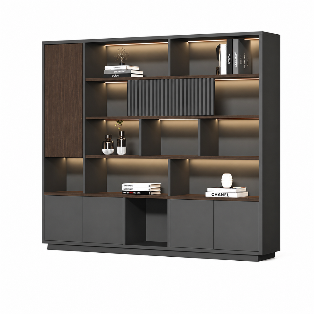 Modern Open-Shelved Executive Storage Cabinet