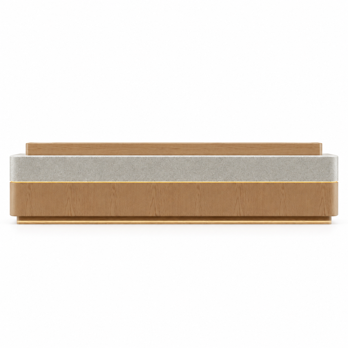Modern Curved Reception Desk with LED Lighting, Storage and Dual-Level Countertop