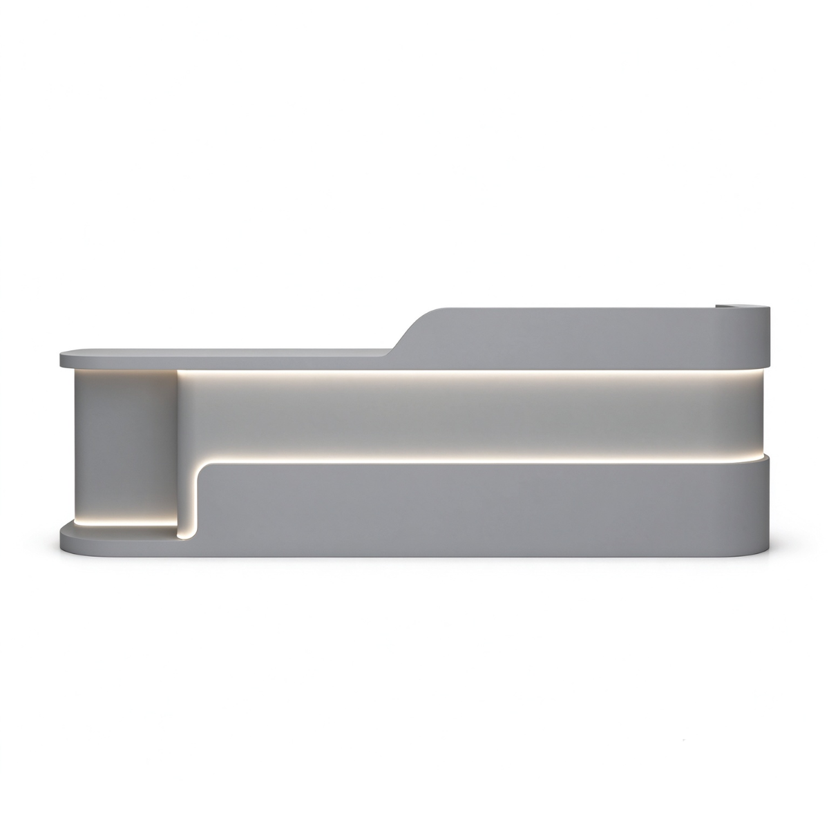 Modern Dual Level Reception Desk With Smooth High Gloss Lacquer Surface