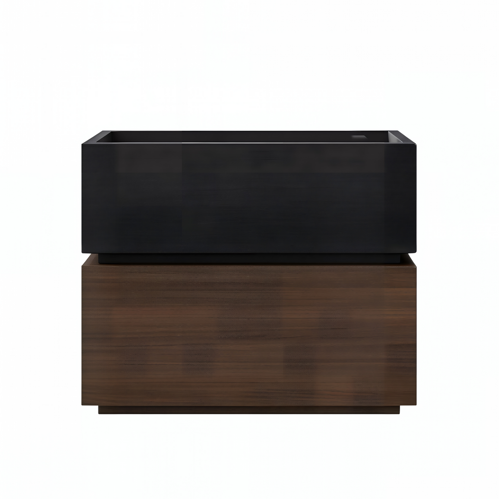 Contemporary Timber Bedside Cabinet with Raised Storage Tray