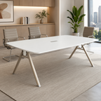 Modern Boardroom Table with Angled Steel Legs