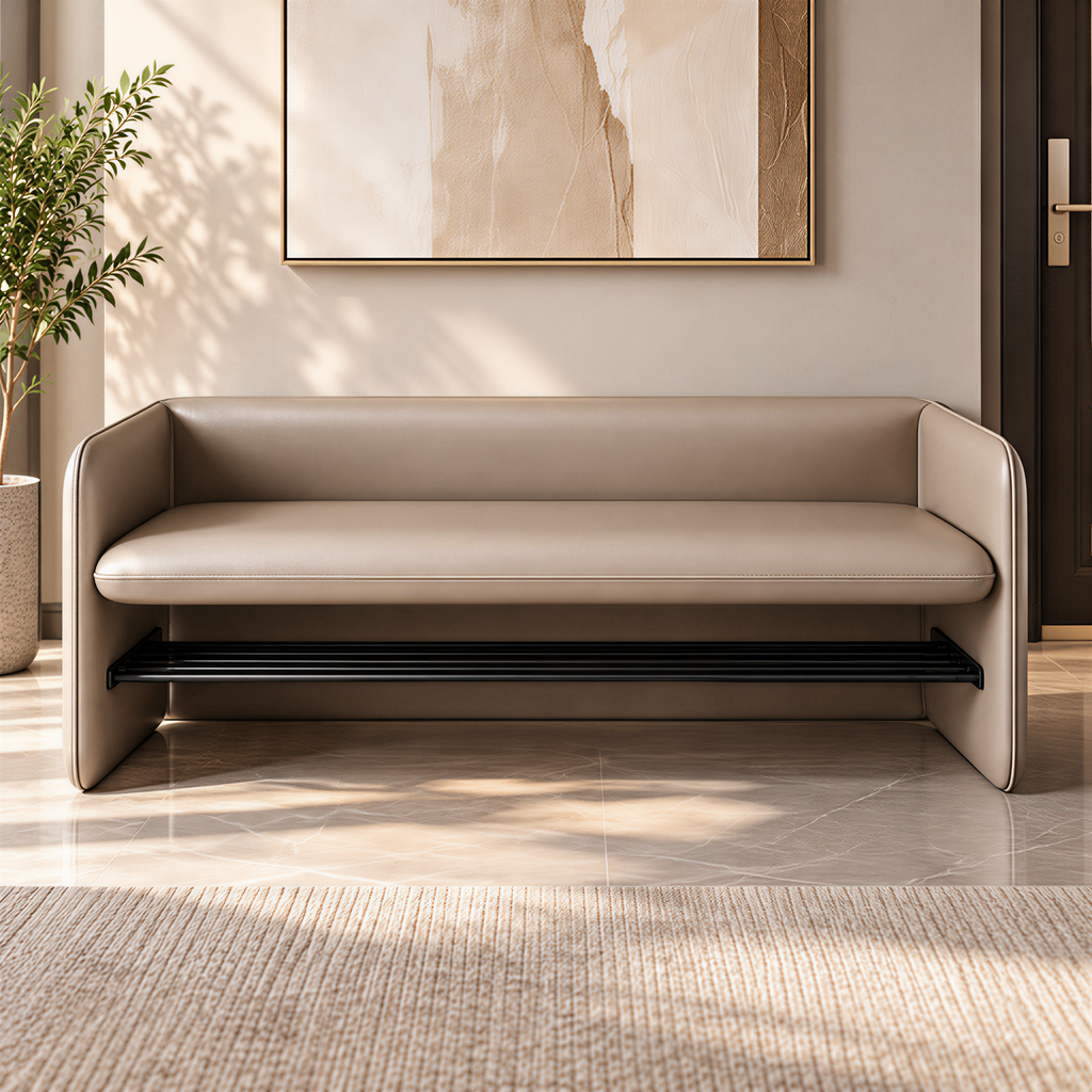 Modern Leather Shoe Storage Bench with Custom Size Options