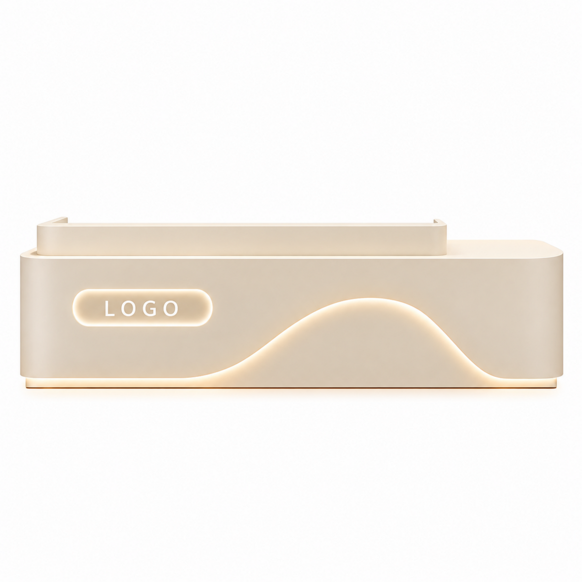 Contemporary Reception Counter with LED Fluted Panel and Custom Logo