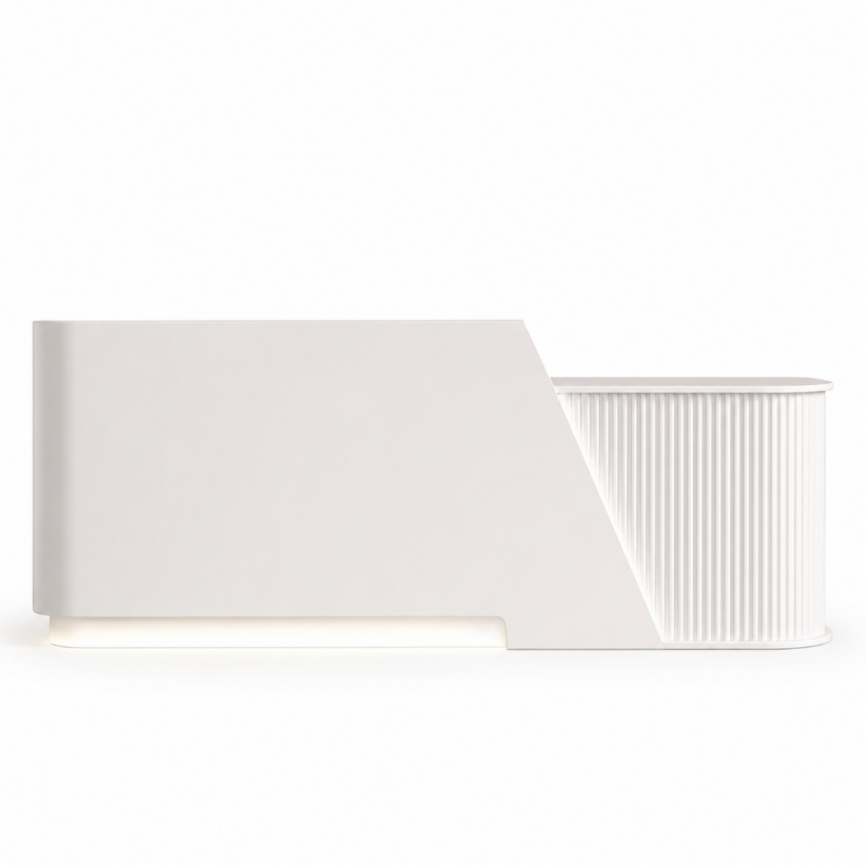 Modern Curved Fluted Reception Desk with LED Lighting and Custom Logo