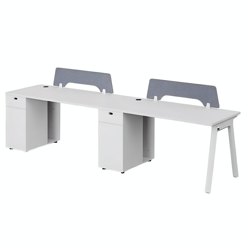 Minimalist Bench Workstation with Screen Panels
