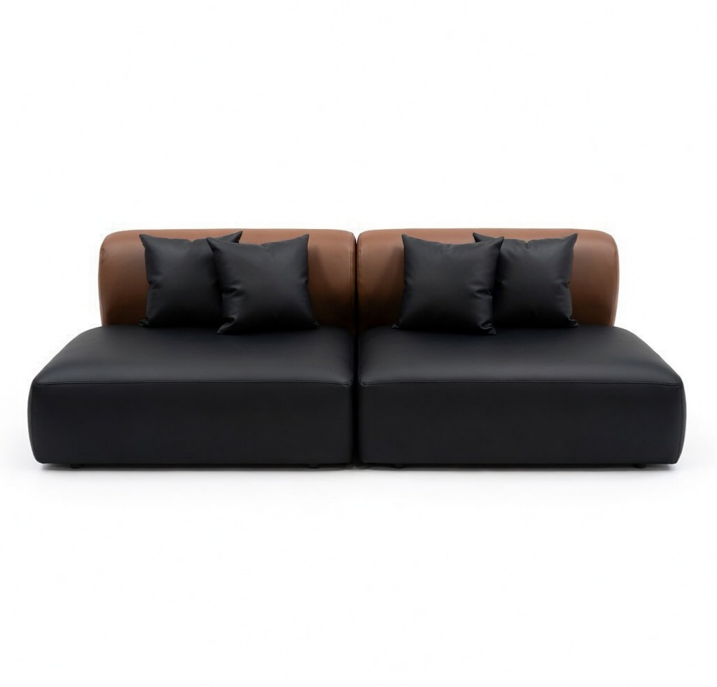 Modern Curved Leather Lounge Set Modular Sofa for Office Receptions Lobbies and Salons