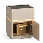 Contemporary Bedside Table with Safe, Wireless Charger and USB