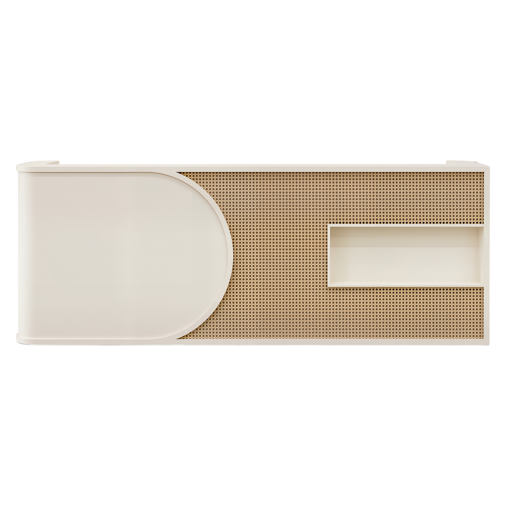 Curved Rattan Reception Desk with Display Shelf
