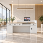 Soft-Tone Timber Reception Counter for Beauty and Wellness