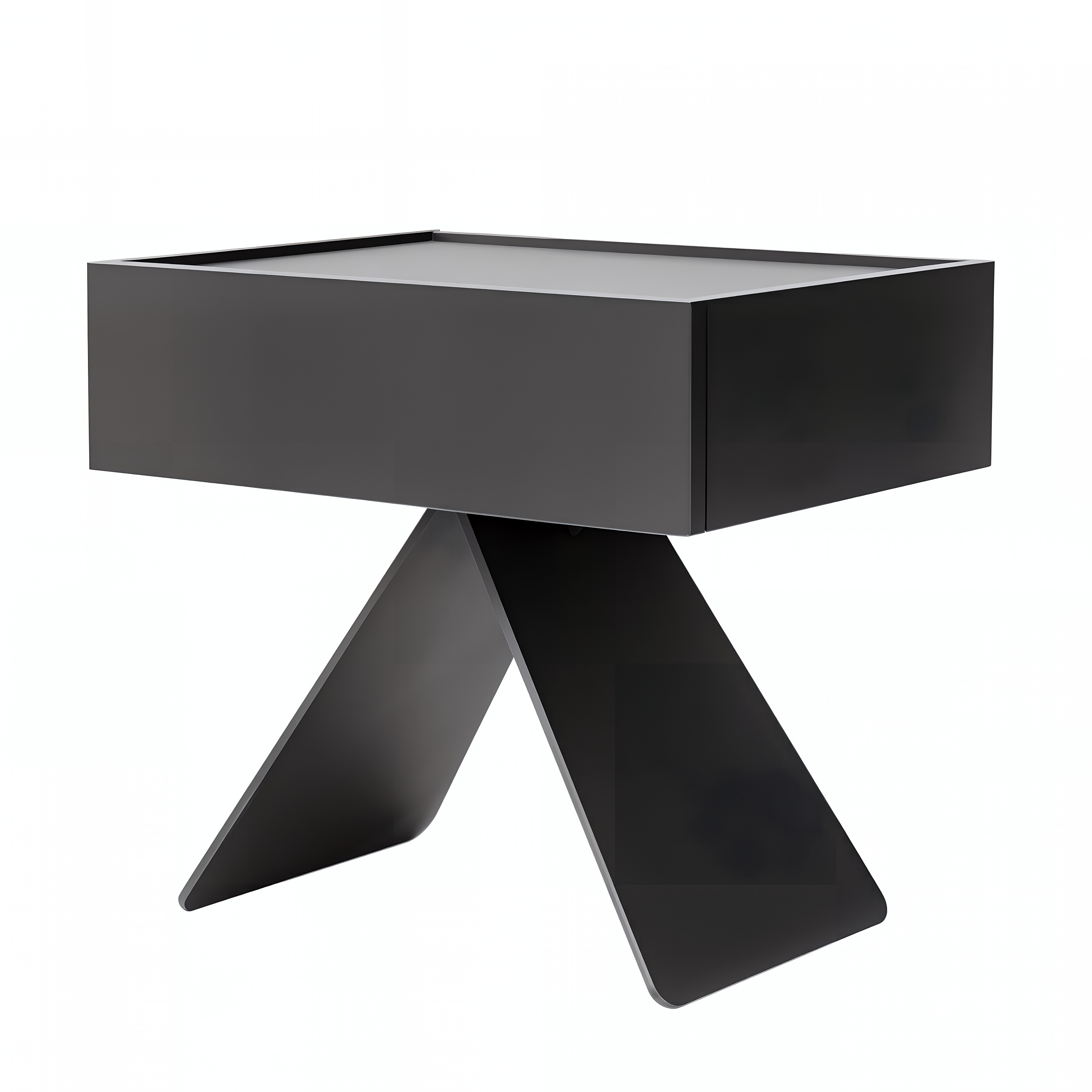 Black Ash Bedside Table with Geometric Base