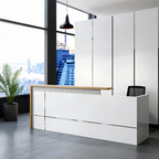 Minimalist Reception Desk with Timber Return Top