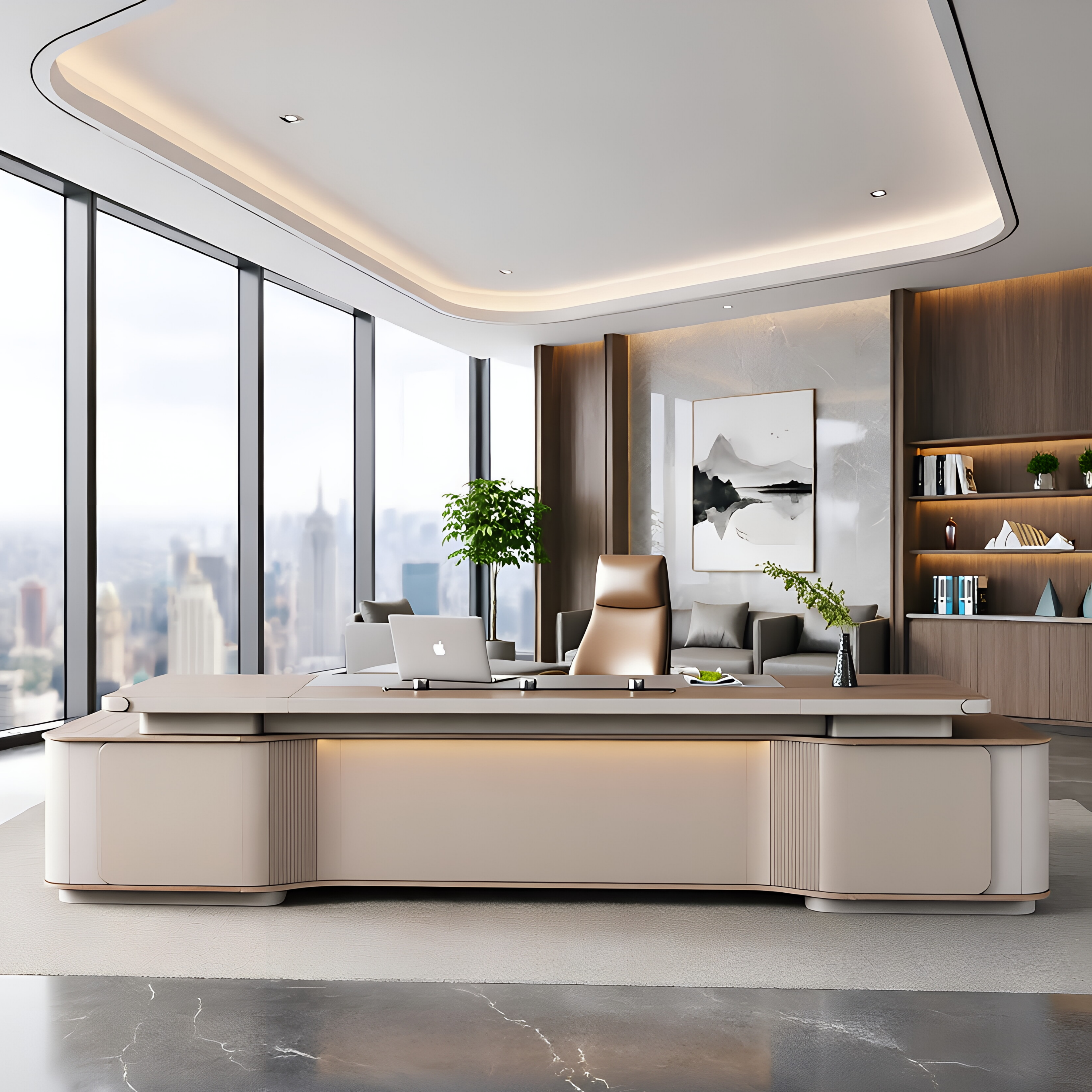 Designer Executive Desk with Rounded Edge Detail