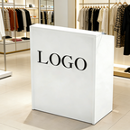 Compact White Reception Counter with Custom Logo