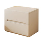 Minimalist Rounded Bedside Table with Concealed Pull Handles and Drawer Storage