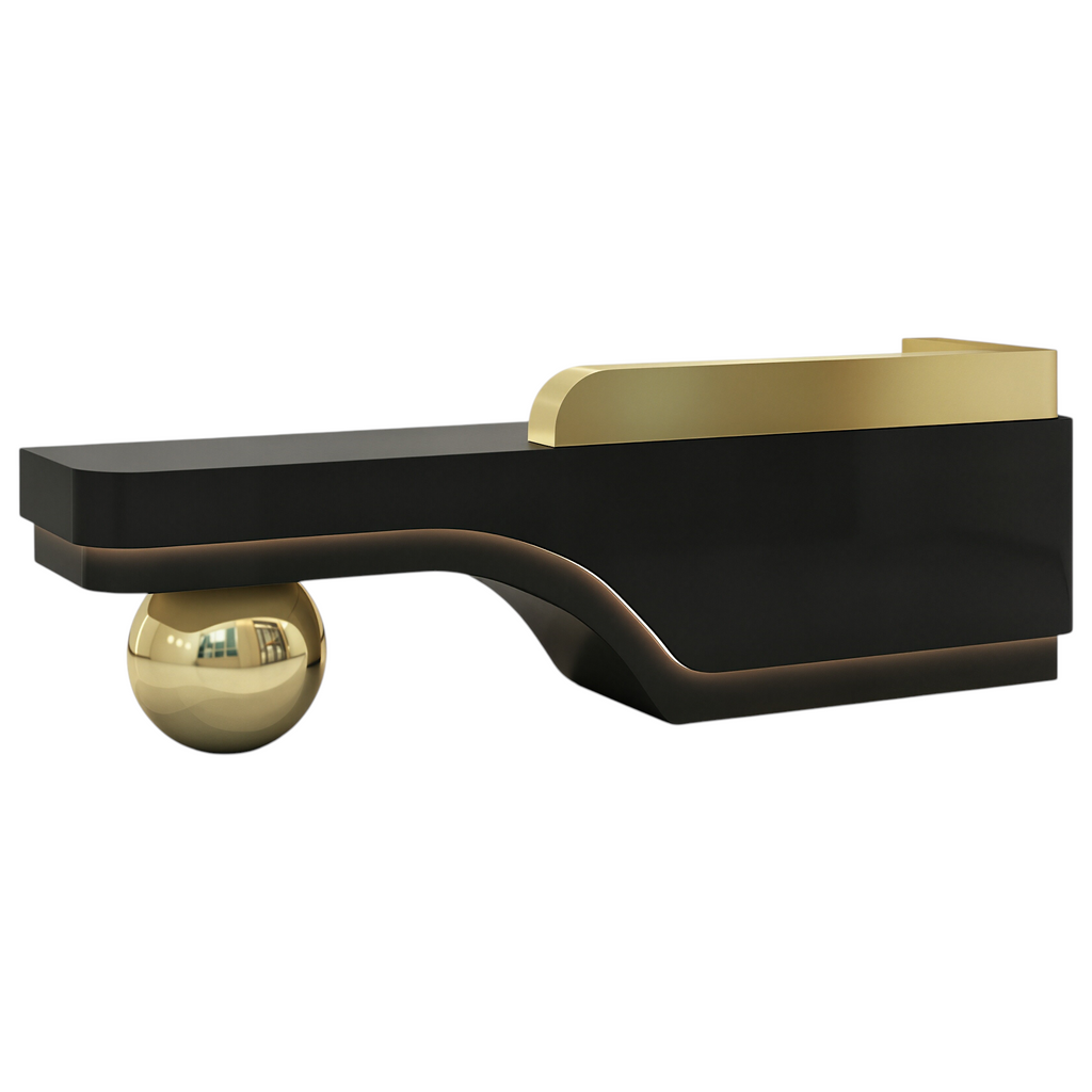 Modern Sculptural Reception Counter with Stainless Steel Base