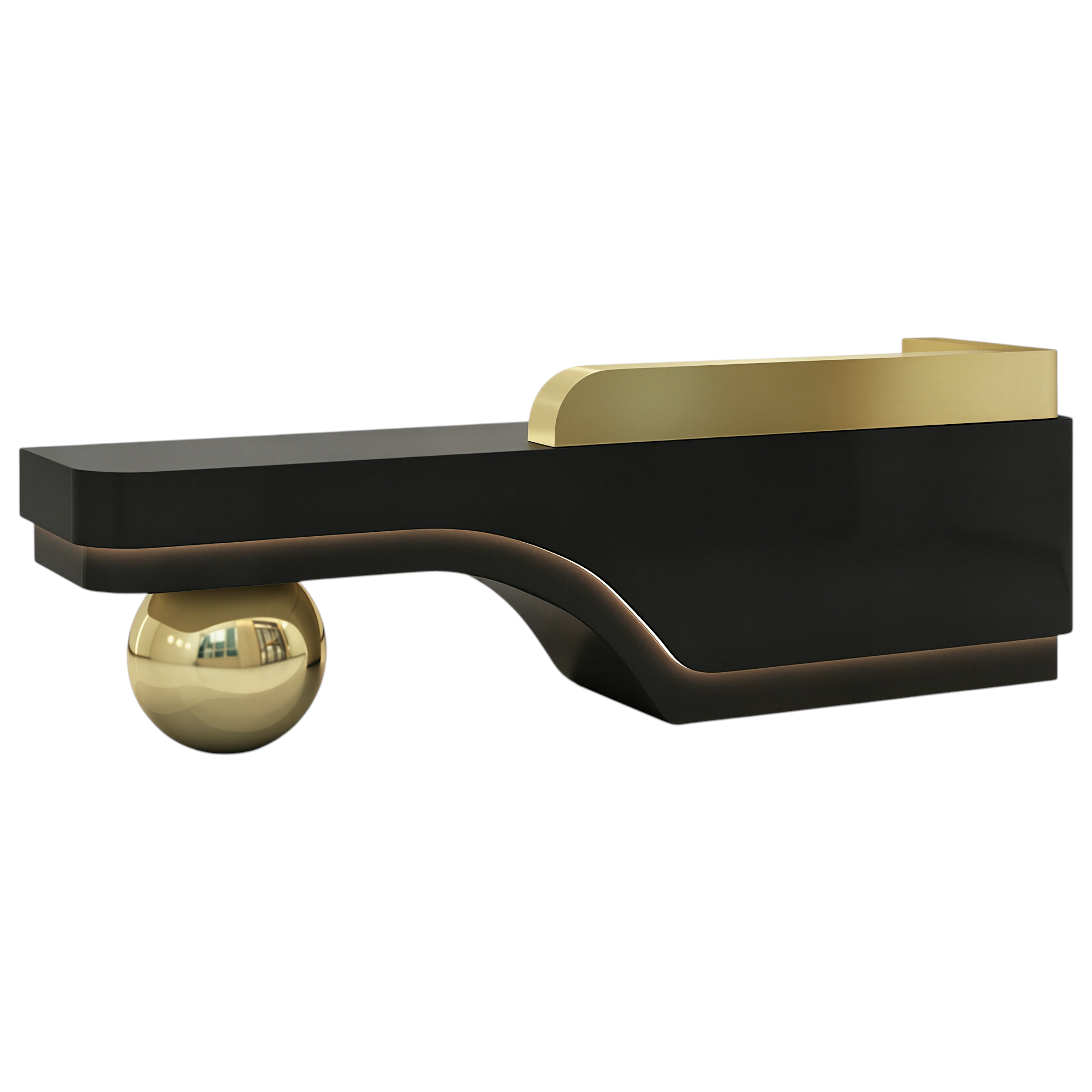 Modern Sculptural Reception Counter with Stainless Steel Base