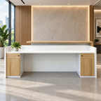 Minimalist Reception Desk with Timber Return Top