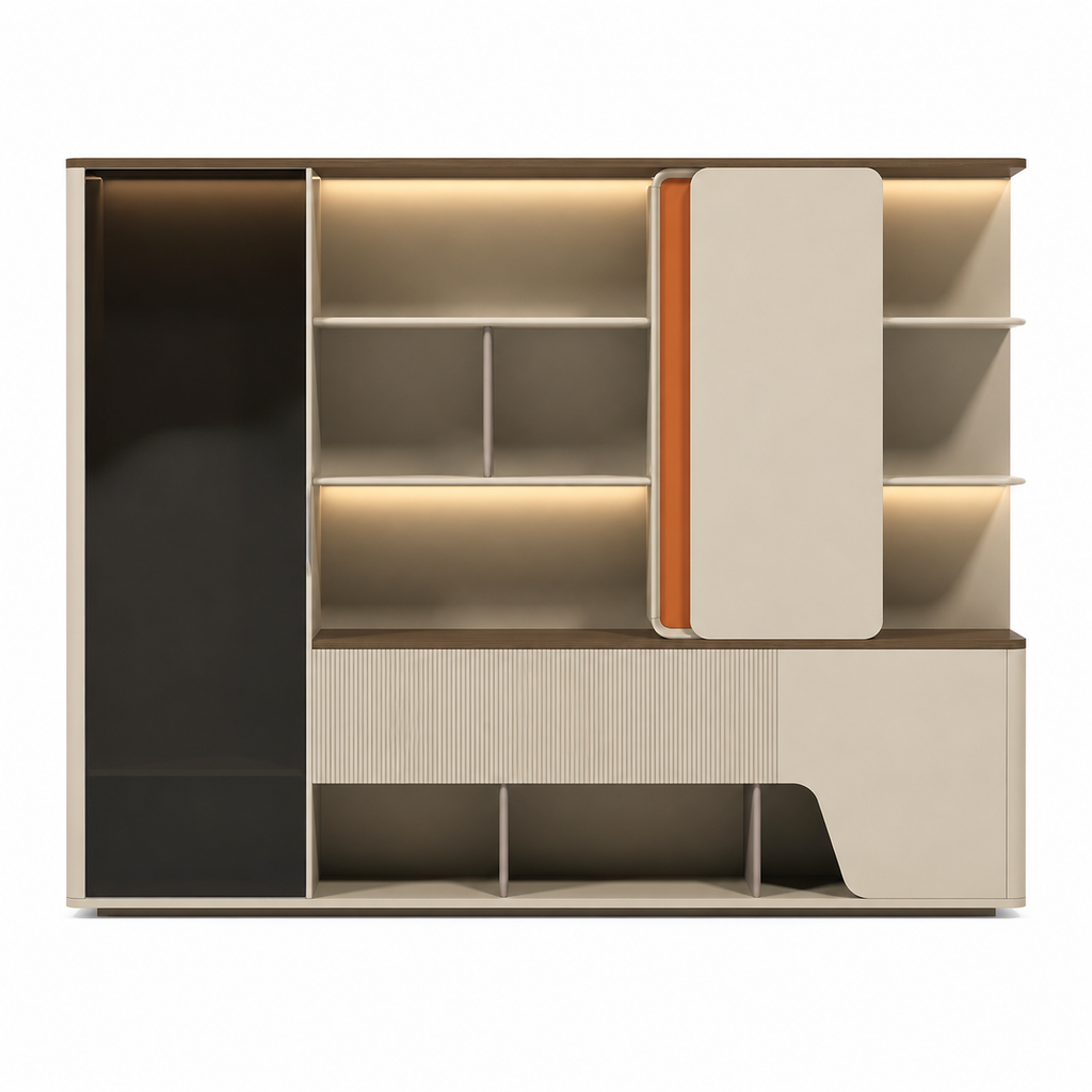 Modern Executive Storage Wall Unit with Wardrobe