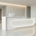 Modern LED Lit Office Reception Desk Eco Friendly E1 Grade with Lockable Storage