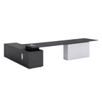 Modern Executive L-Shape Desk With Credenza Storage, Optional Sit-Stand Electric Lift System