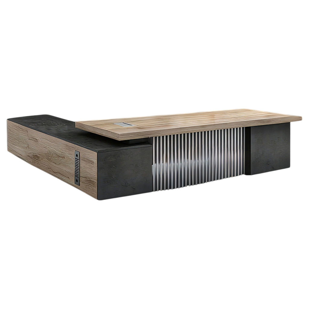 Commercial Executive Desk with Slatted Privacy Panel