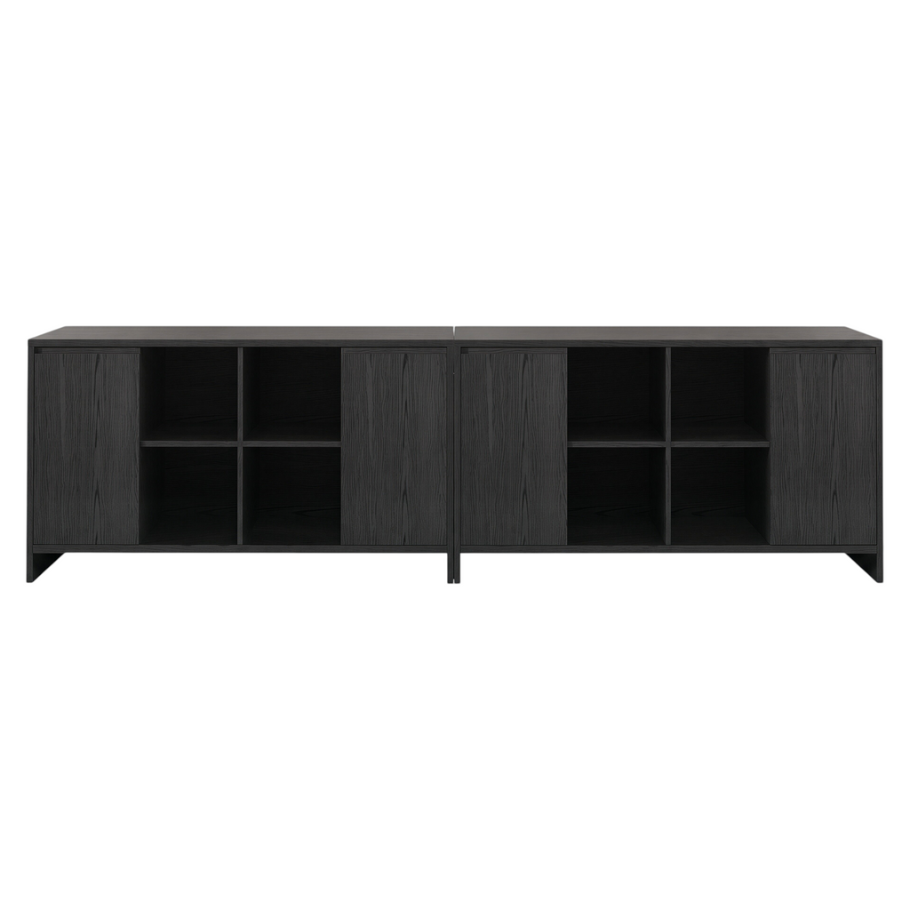 Executive Black Woodgrain Storage Wall Cabinet