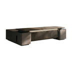 Modern Executive Desk with Matte Graphite Base and Timber Grain Top