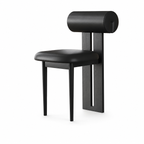 Modern Dining Chair with Upholstered Seat and Cylindrical Backrest