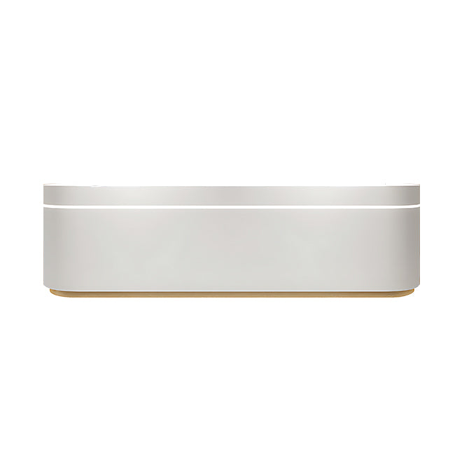 Modern Curved Reception Desk With Soft LED Glow And Dual Workstations