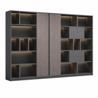 Executive Storage Wall Cabinet with LED and Concealed Wardrobe Storage