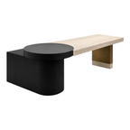 Solid Timber Executive Tea Table with Integrated Round Extension