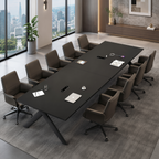 Black Executive Conference Table with Built-In Power Access