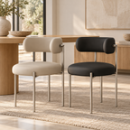 Modern Upholstered Dining Chair with Sculpted Backrest & Colour Options