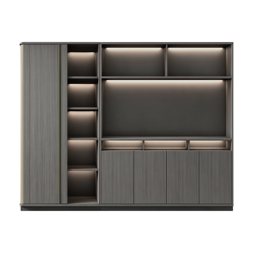 Illuminated Office Storage Cabinet with Wardrobe