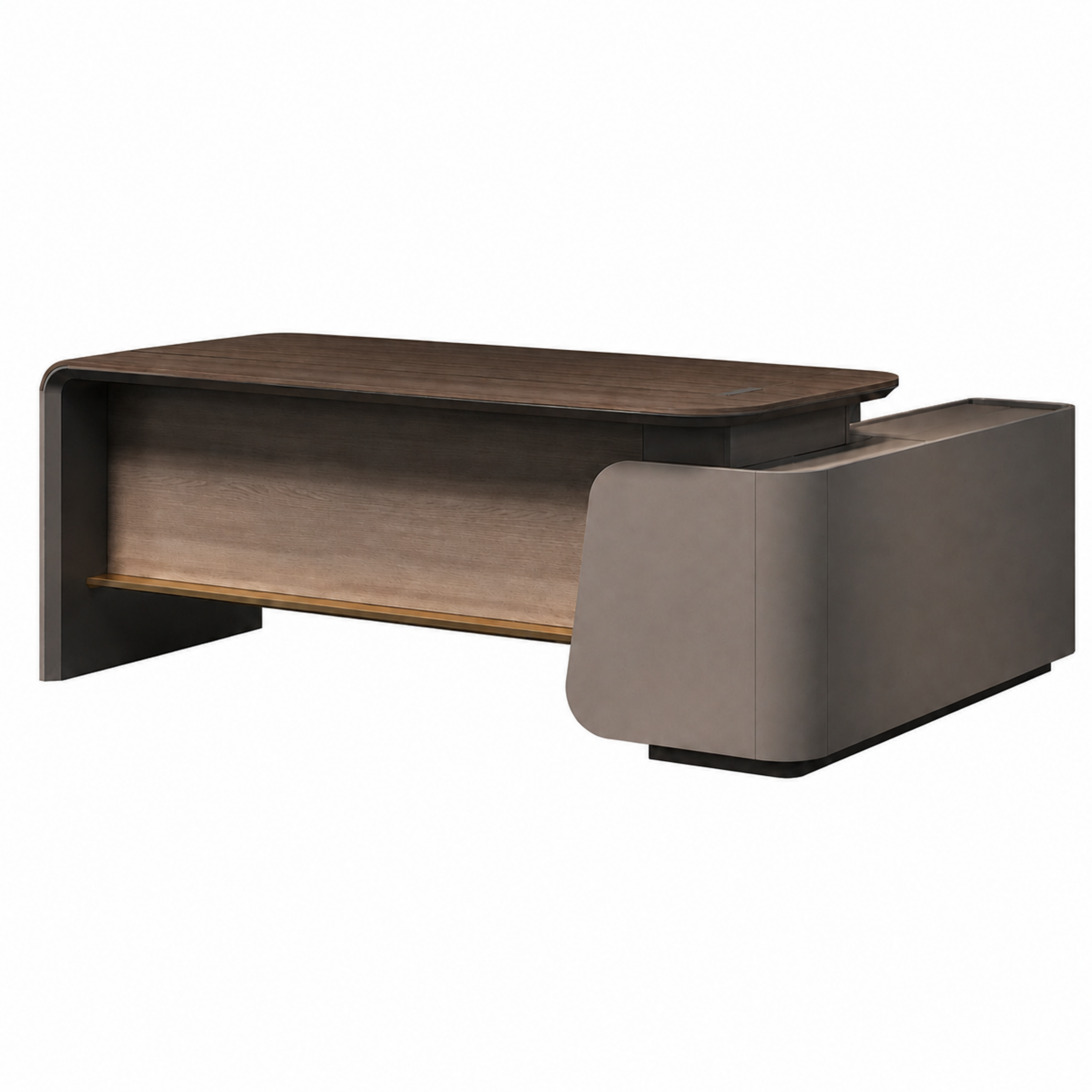 Executive Curve Desk with Integrated Storage Return