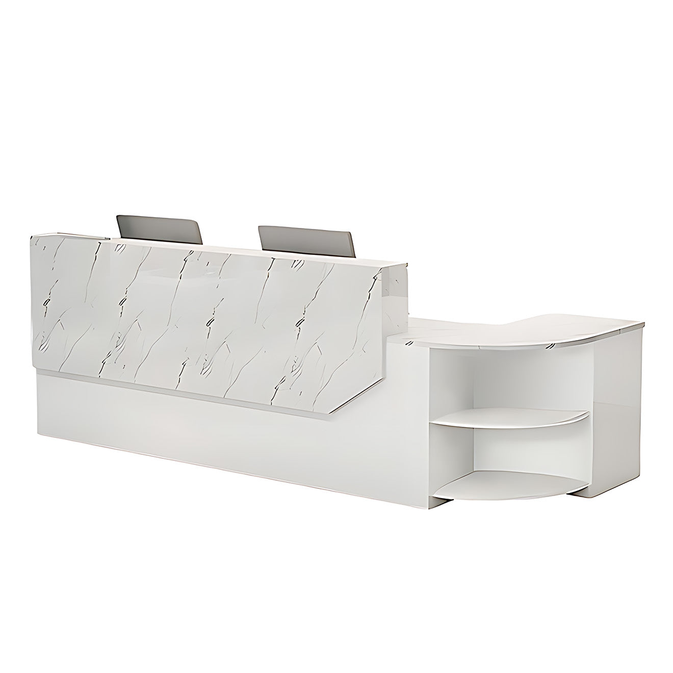 L-Shaped Modern Reception Desk with LED Lighting