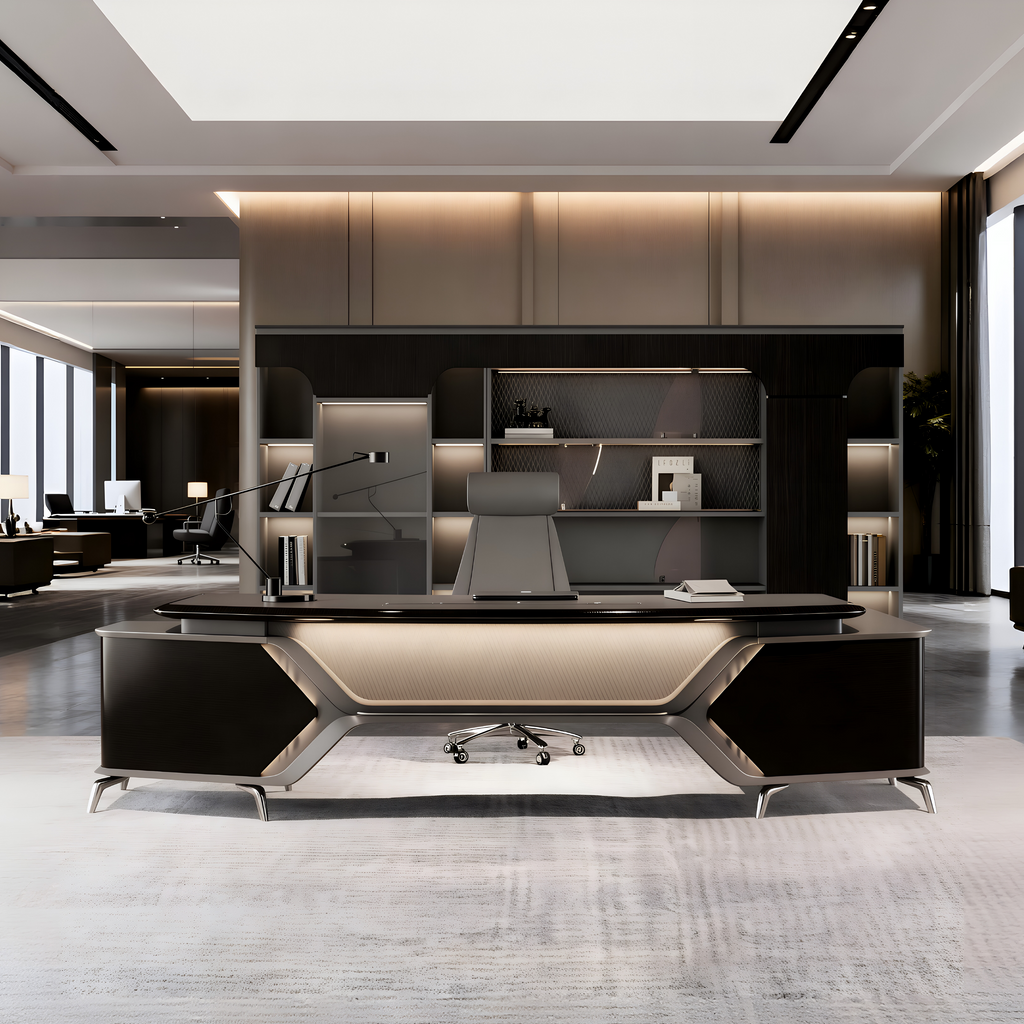 Designer Executive Desk with Storage Credenza