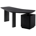 Modern Executive Desk with Leather Inlay & Storage