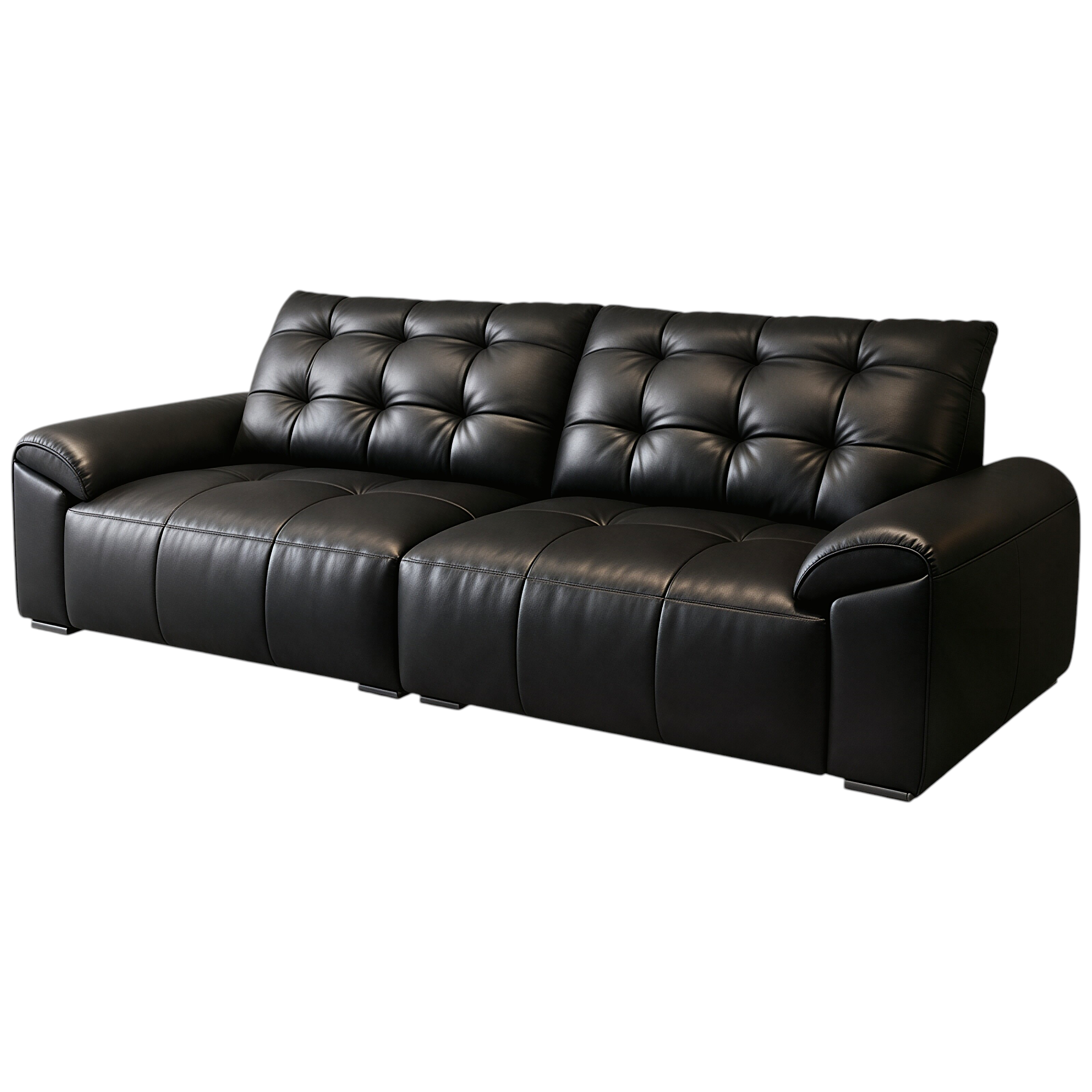 Minimalist Leather Sofa with Generous Seating and Sculpted Contemporary Form