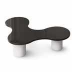 Modern Curved Boardroom Conference Table with Gloss Finish and Cylindrical Base
