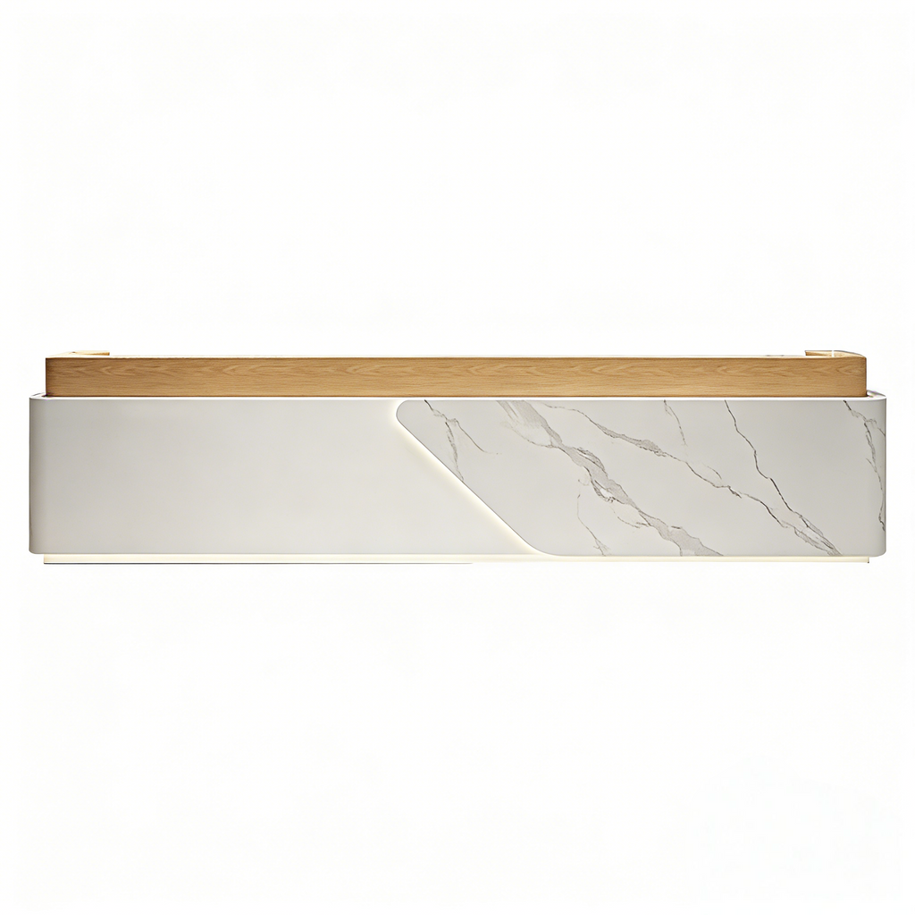 Premium Office Reception Desk with Lockable Storage and LED Lighting