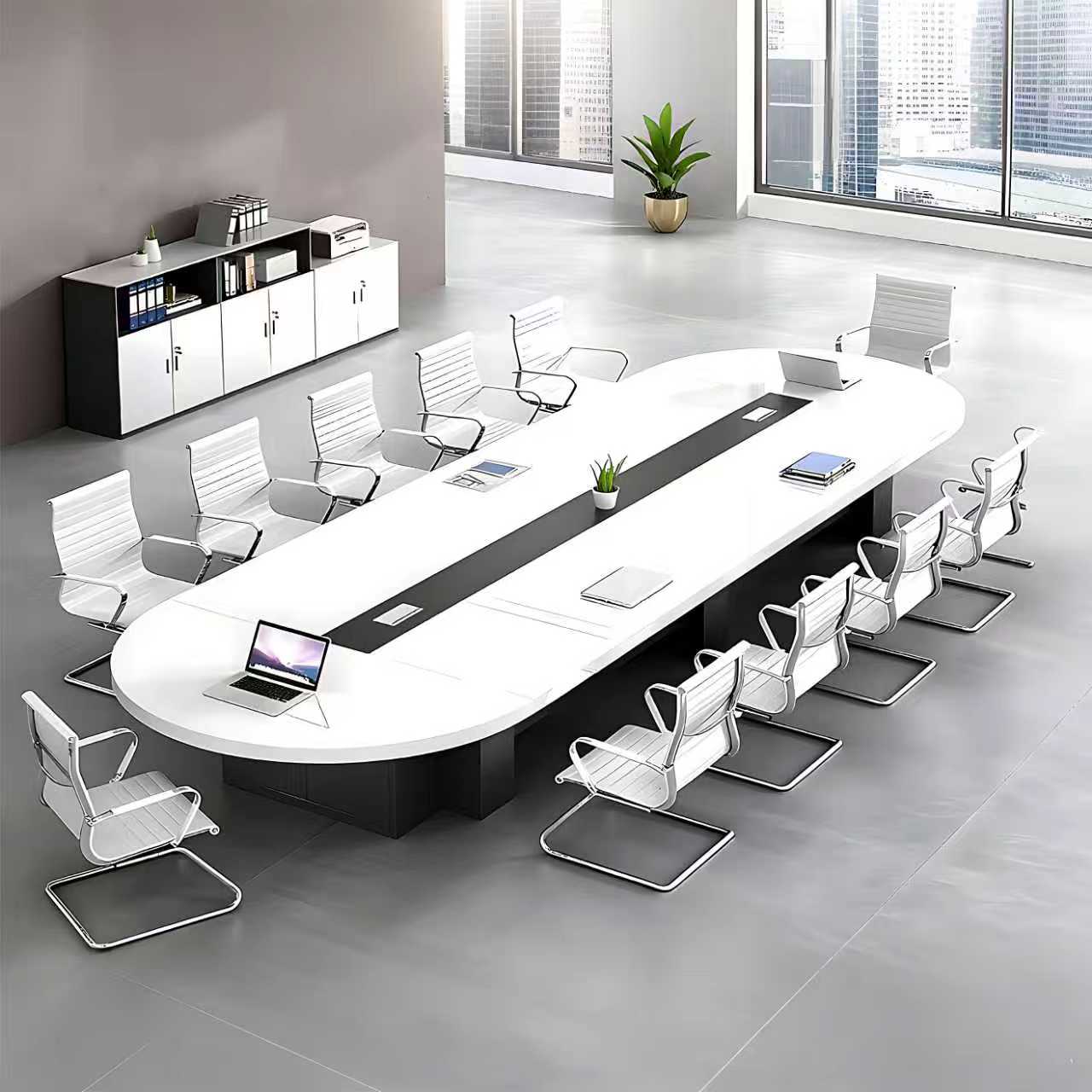Oval Boardroom Table with Sleek Modern Styling