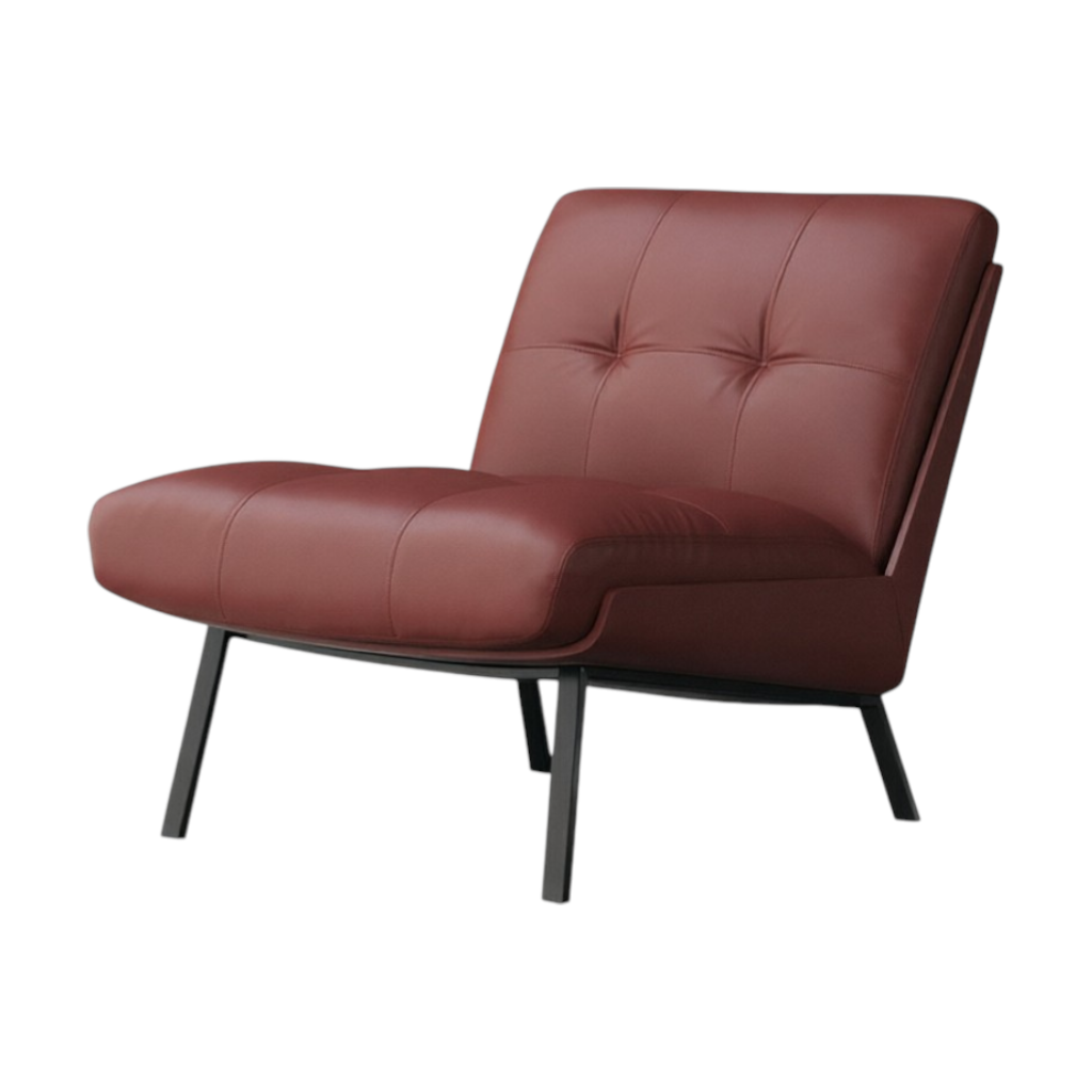 Modern Lounge Armchair with Upholstered Cushion and Solid Wood Frame for Reception Areas