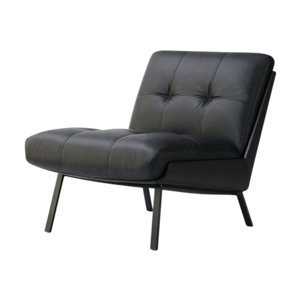 Modern Lounge Armchair with Upholstered Cushion and Solid Wood Frame for Reception Areas