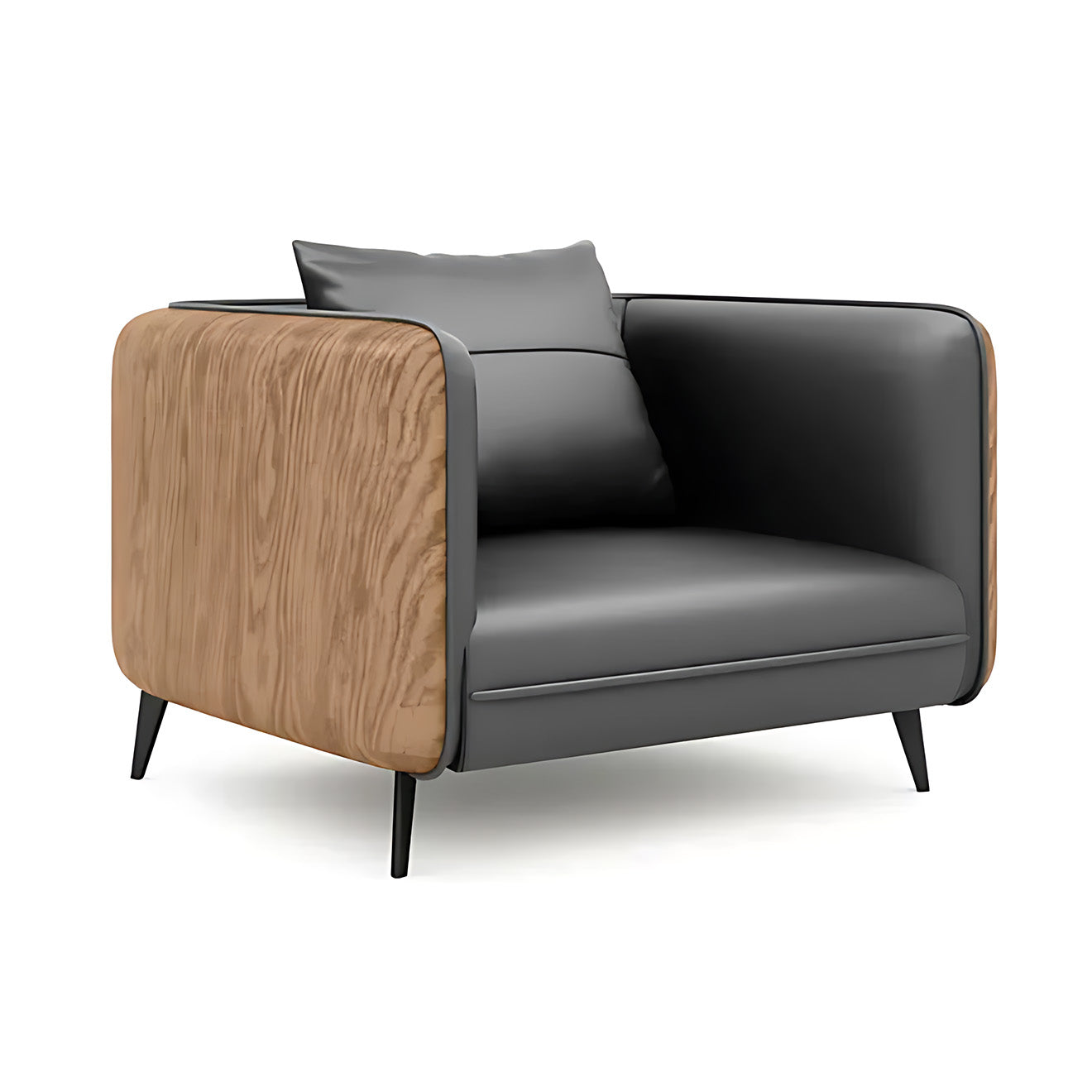 Office Lounge Sofa with Modern Wood-Grain Side Panels